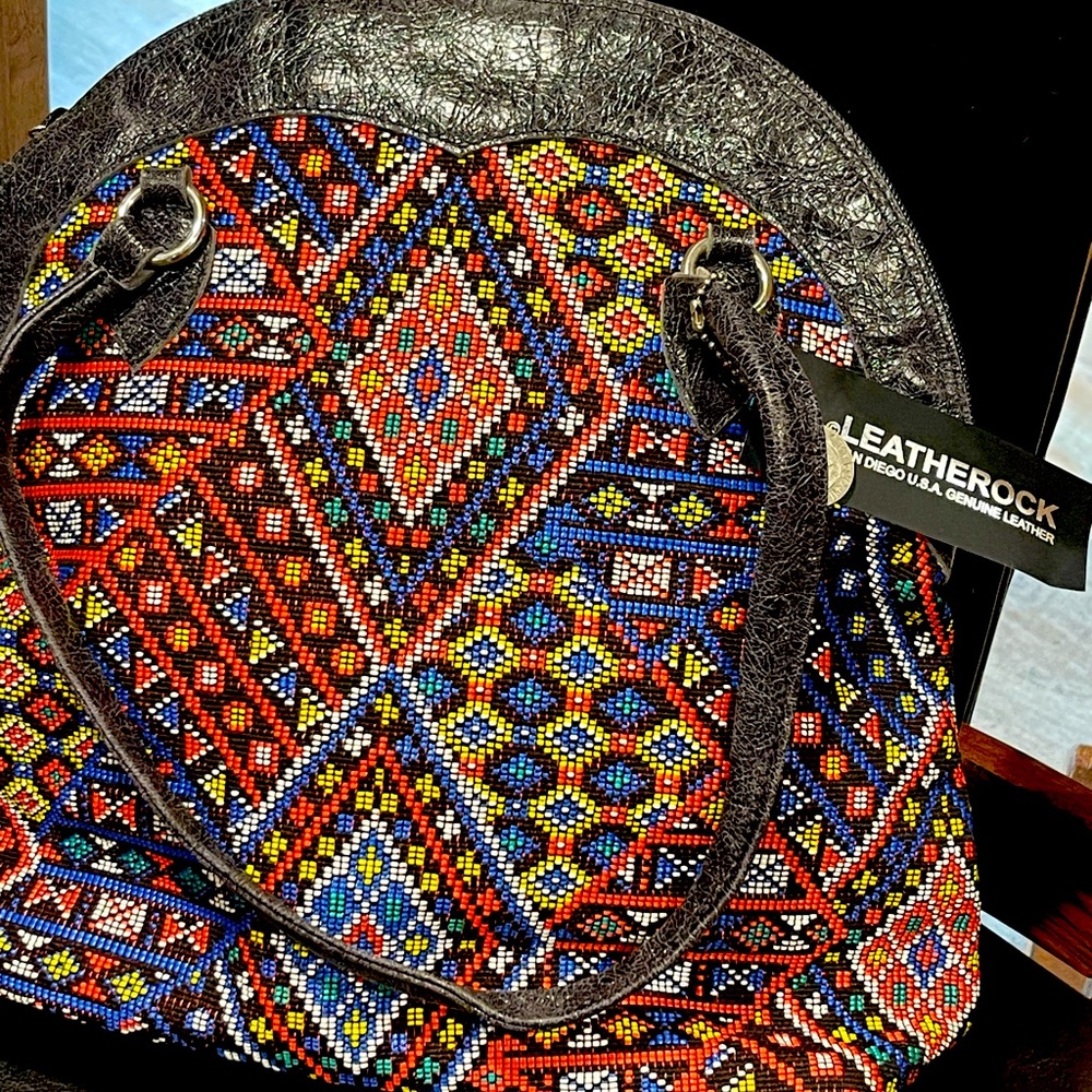𝕃𝔼𝔸𝕋ℍ𝔼ℝ ℝ𝕆ℂ𝕂 Multicolor Patterned Women's Bag - Picture 2 of 4